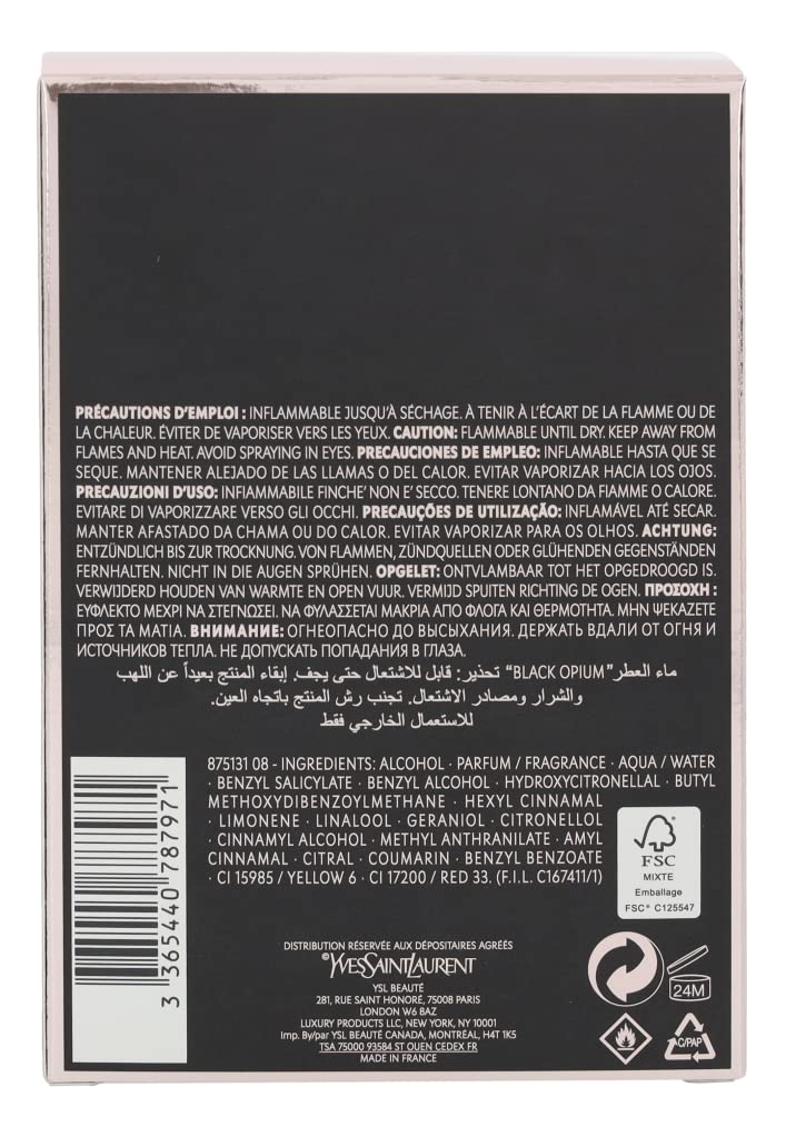Yves Saint Laurent Black Opium Eau De Parfum for Women – 3 oz
