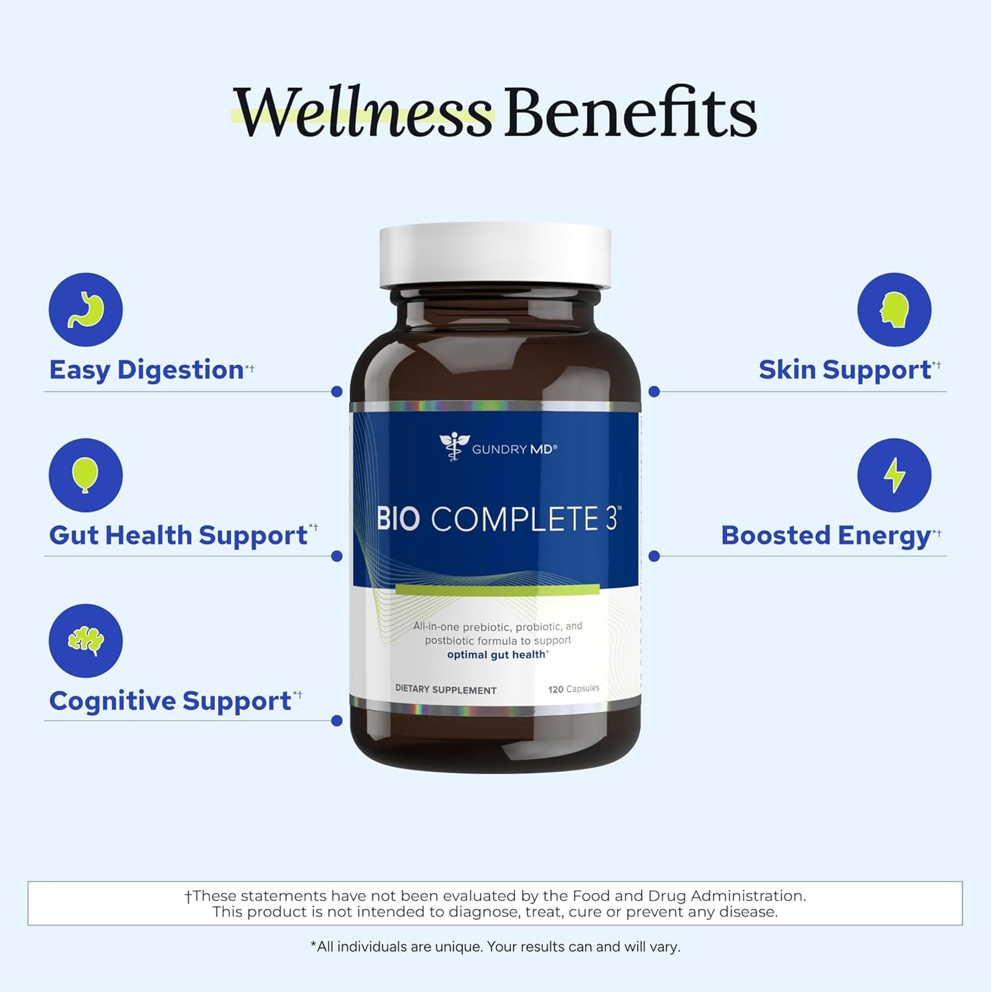 Gundry MD Bio Complete 3 Probiotic Supplement – 30 Day Supply (60 Capsules)