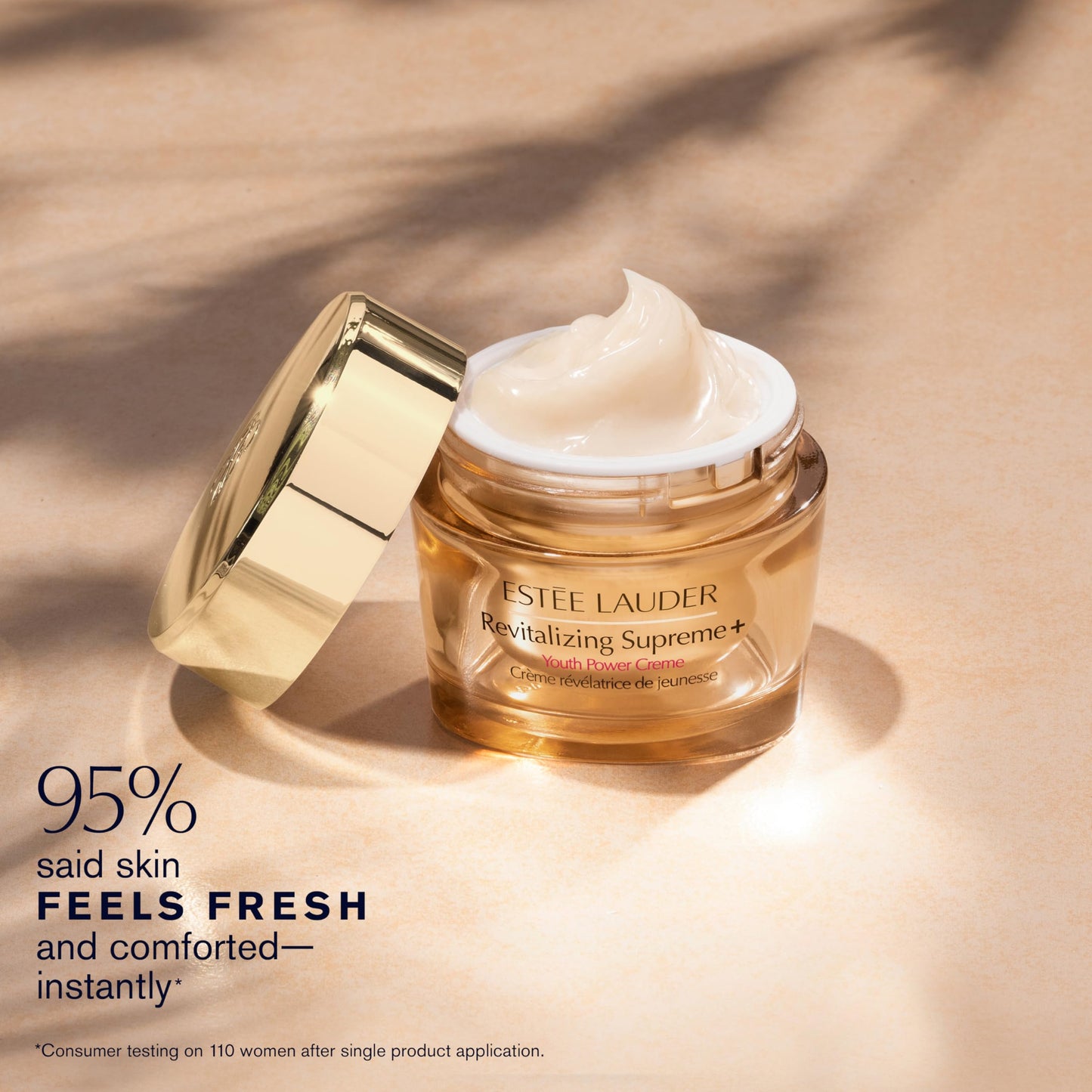Estée Lauder Revitalizing Supreme+ texture application shows smooth absorption without heaviness