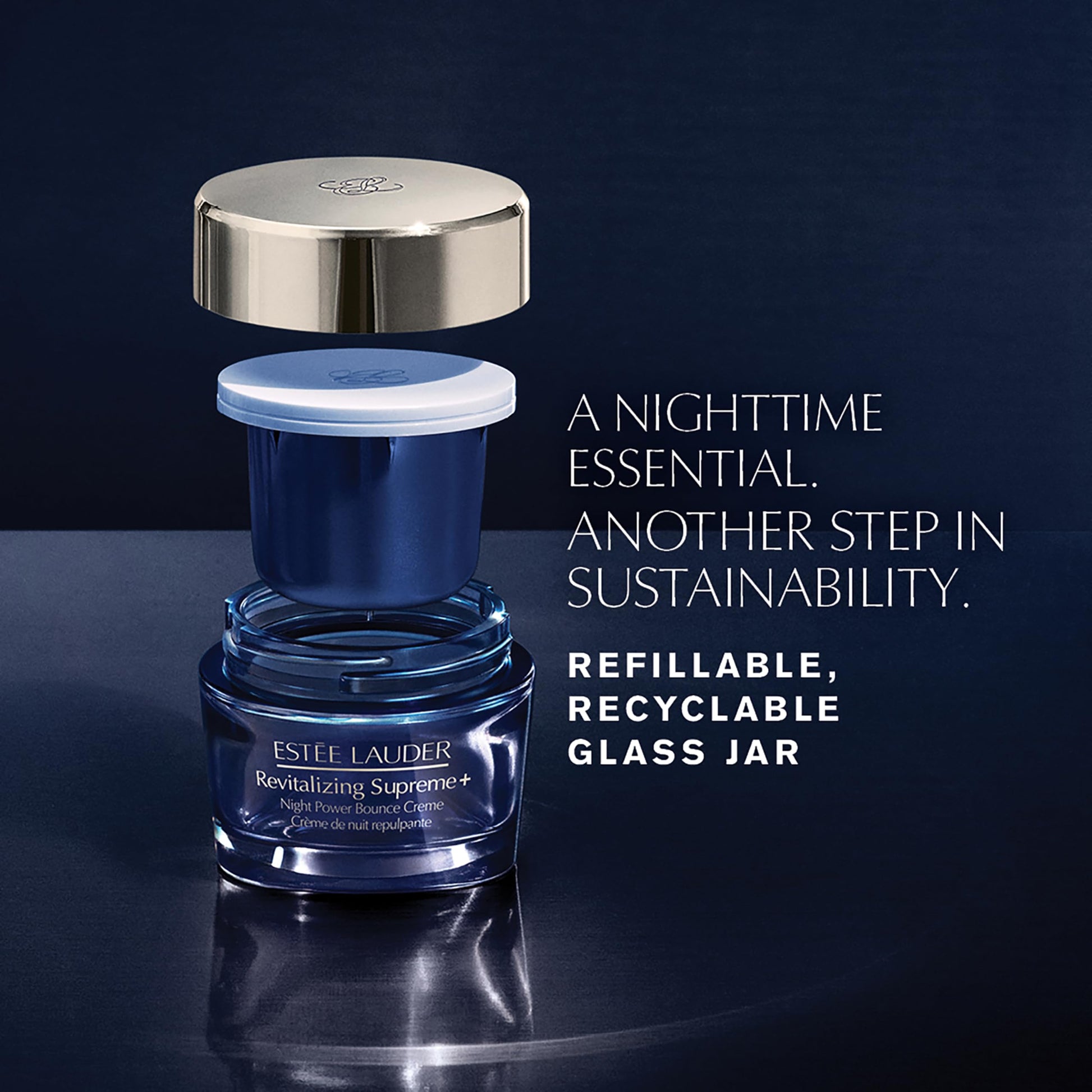 Estee Lauder Revitalizing Supreme+ Night Power Bounce Cream supports a smoother, lifted morning complexion.